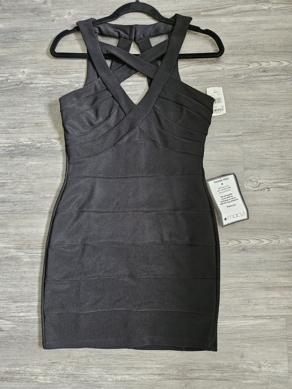 Black Bandage Halter Dress with Cross-Back Straps